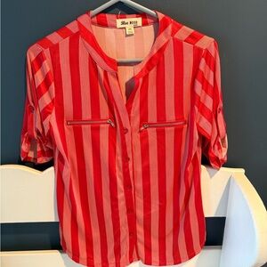 Blue Mood Red and Pink Striped Blouse